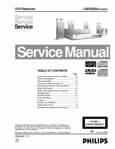 Philips LX8300SA Service Manual - Dvd Receiver - Type /01 / 04 / 05 - (7.370Kb) pag. 54